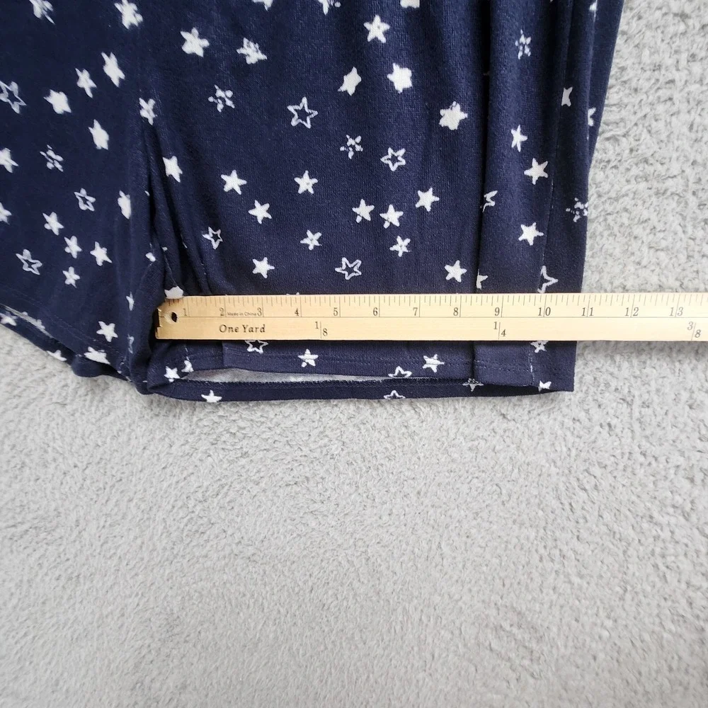 Lucky Brand Shorts Women's Medium Navy Blue Gray Star Print Stretch Drawstring